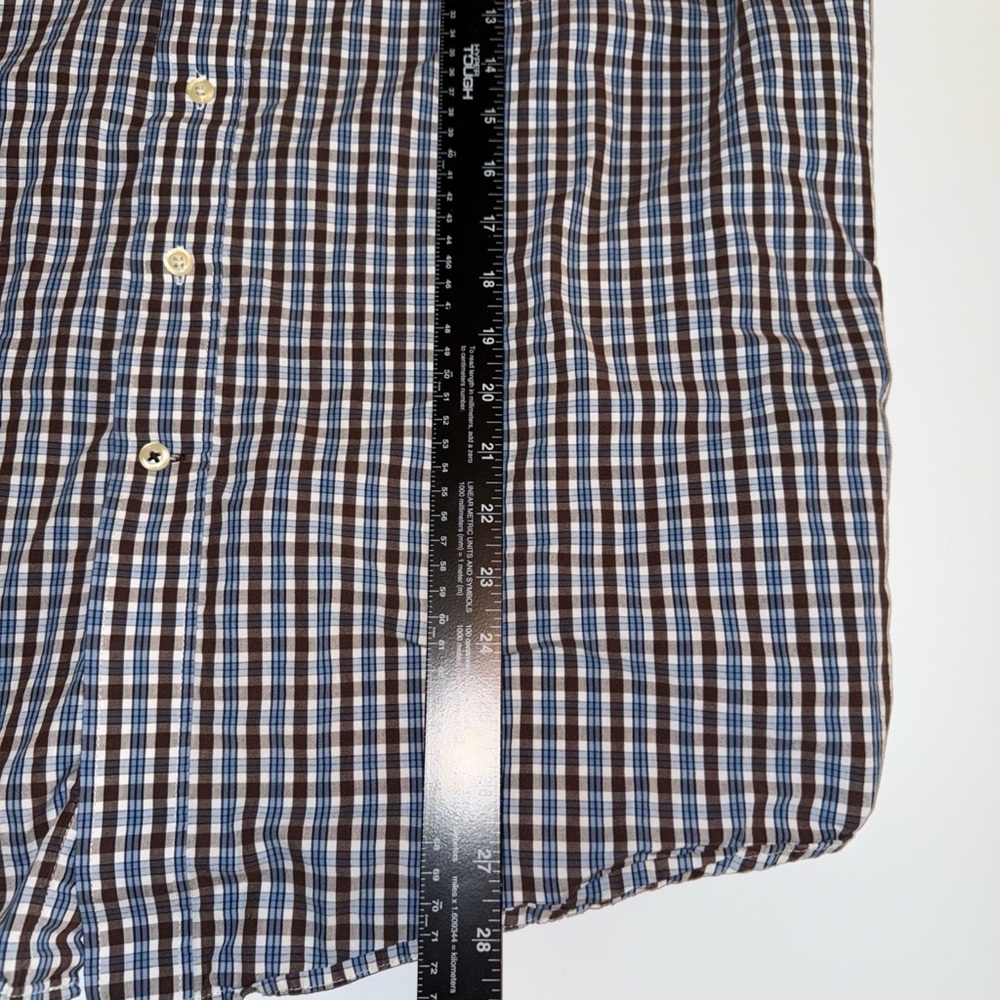 IZOD Mens Long Sleeve Button Up Size XXL Blue Plaid Shirt - Picture 6 of 7